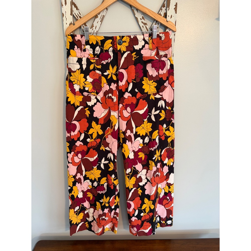 Anthropologie Maeve the Colette Cropped Wide-Leg Pants Size 32 Floral Mod Print - Picture 3 of 9